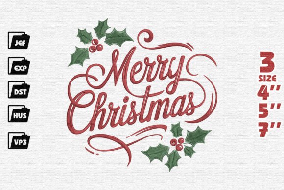 Elegant Merry Christmas Holly Design Review