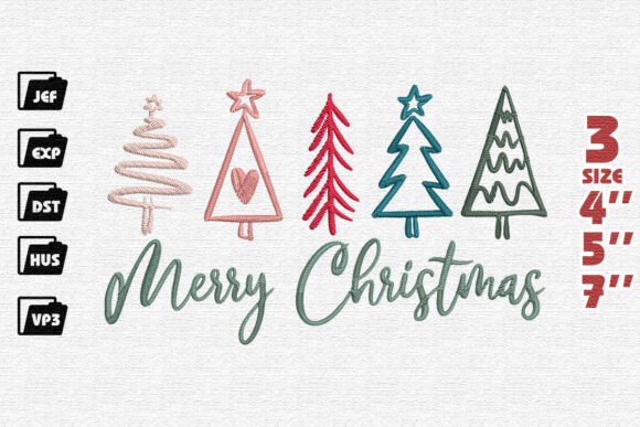 Merry Christmas Doodle Trees Design Review